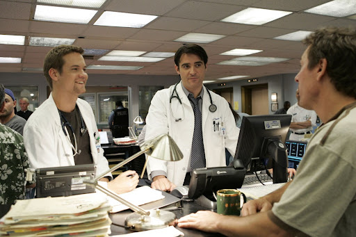 Shane West is Dr Ray Barnett and Goran Visnjic is Luka Kovac [ER Season 13]